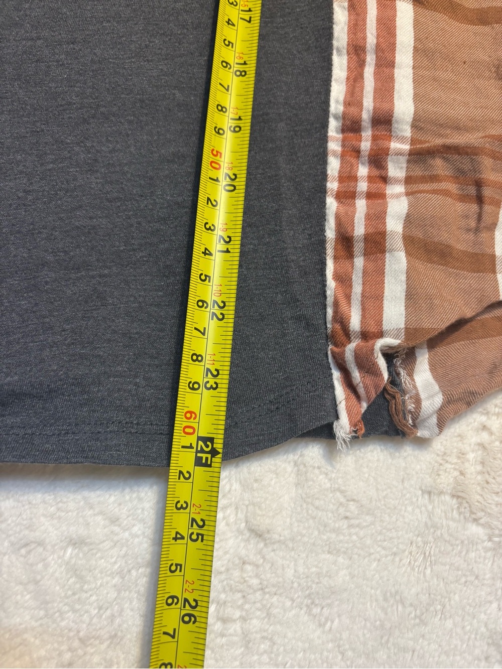 Sonoma Top Medium Charcoal Gray Orange Monarch Butterfly Long Plaid Sleeves Soft - Picture 15 of 16